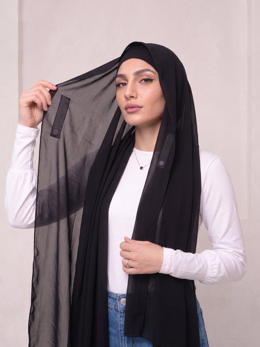 Built-in Magnet Hijab - Black