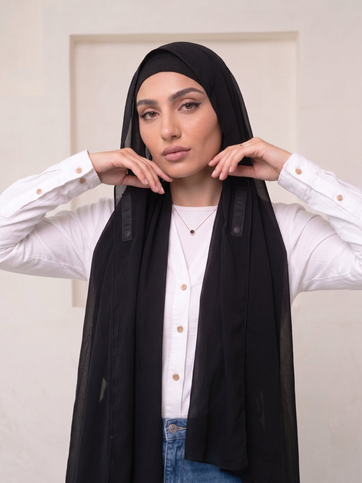 Built-in Magnet Hijab - Black
