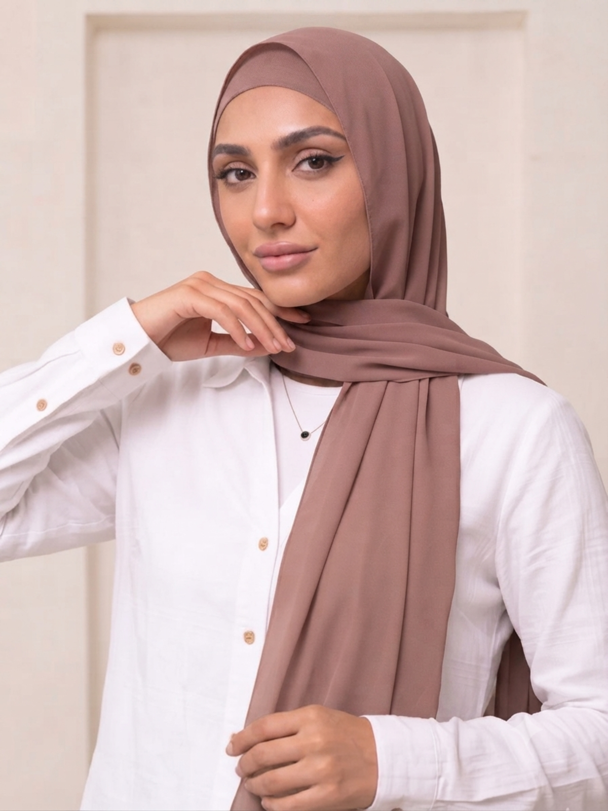 Built-in Magnet Hijab - Chestnut