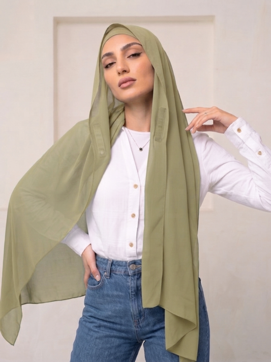 Built-in Magnet Hijab - Fern