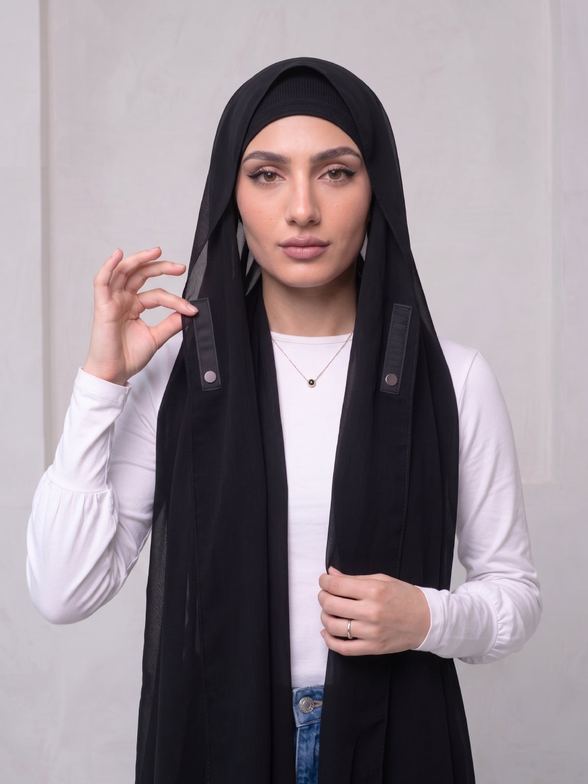 Built-in Magnet Hijab - Black