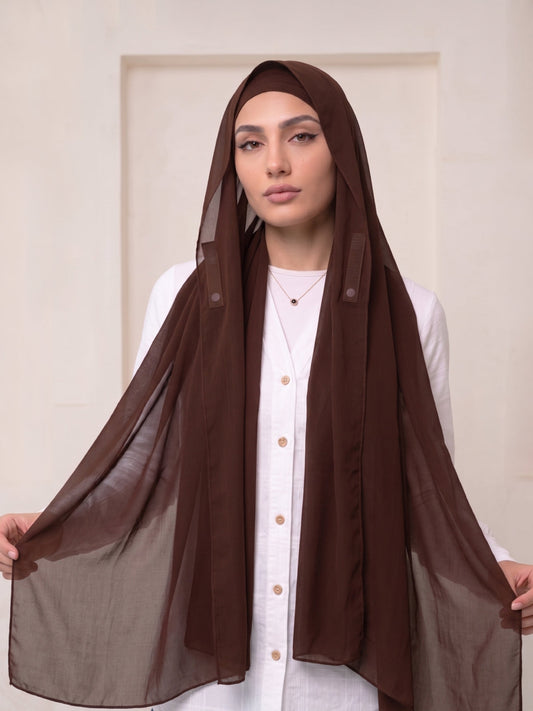Built-in Magnet Hijab - Coffee