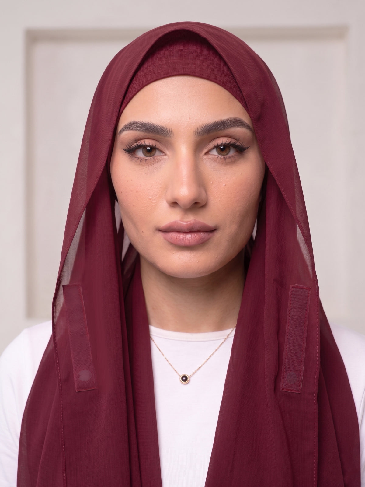 Built-in Magnet Hijab - Maroon